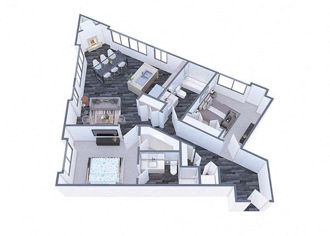 Floor plan of the Belmont, 1,141 square feet