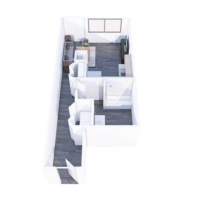 Floor plan of the Denny 2, 524 square feet