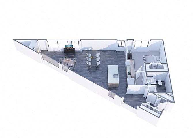 Floor plan of the Harvard, 1,169 square feet