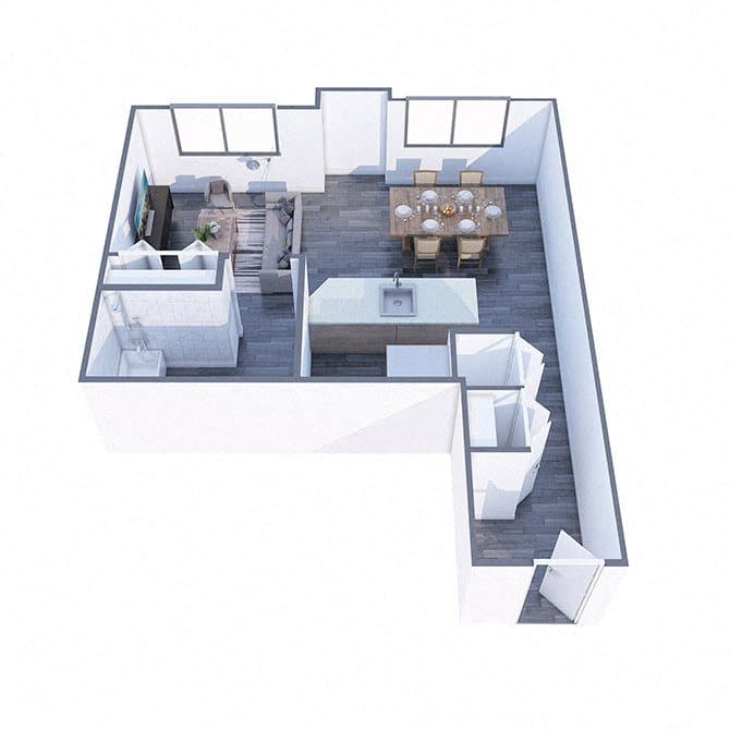 Floor plan of the Spring, 524 square feet