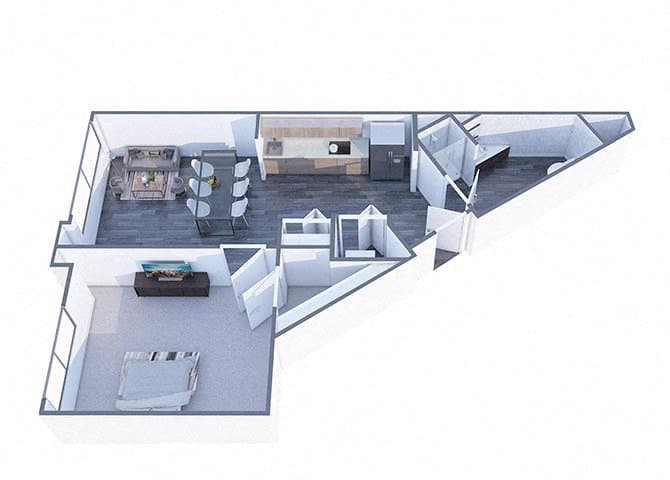 Floor plan of the Summit, 525 square feet